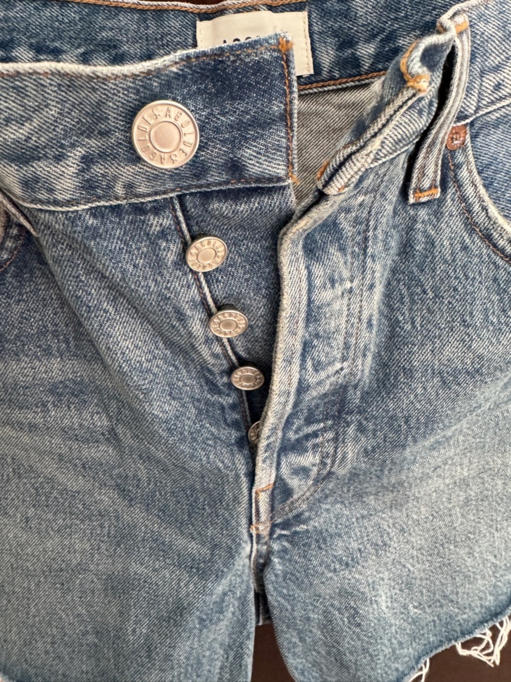Agolde Light Blue High-Rise Denim Cutoff Shorts - Picture 5 of 8
